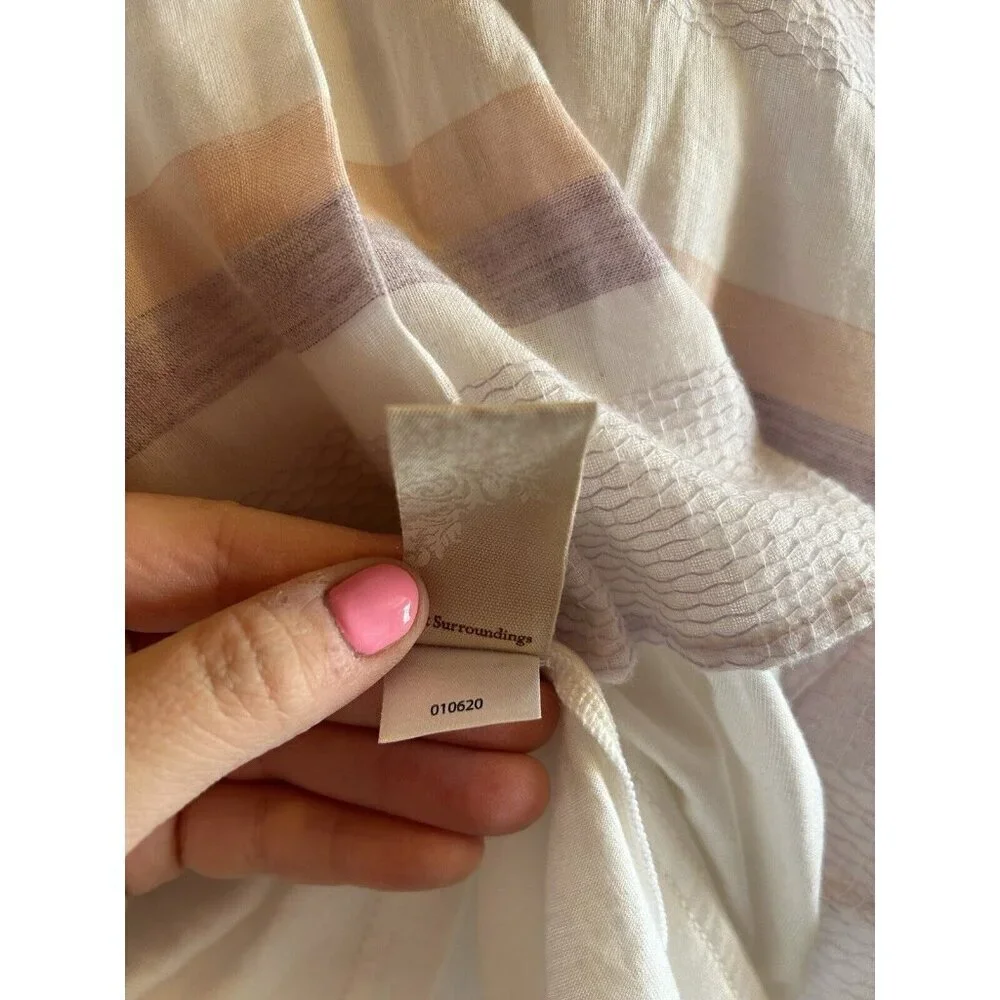Soft Surroundings Light-as-air Striped Gauzy Lined Blouse Purple Sz L Purple Art - Picture 11 of 11